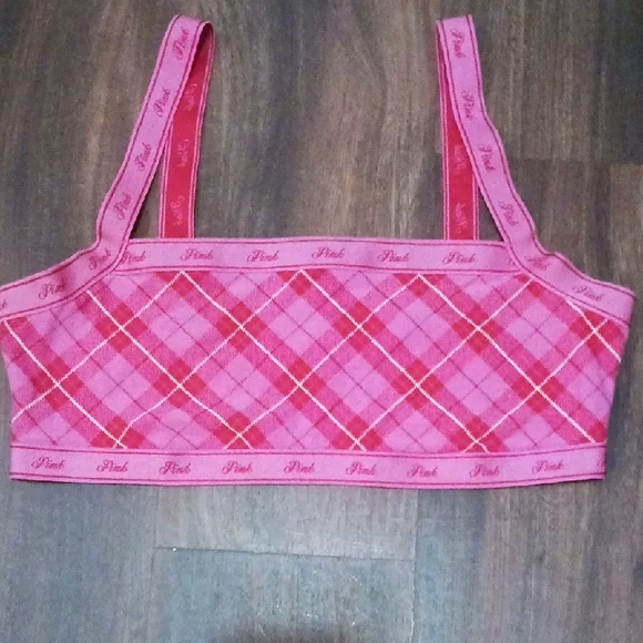 PINK Victoria's Secret Red Plaid Bandeau - Picture 1 of 5